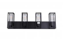 Lit Up Lighting LIT3124BK-GD - 4x 60W E26 vanity in black finish with Gold Sockets . Dimensions : L=29.5" E=4.5" H=9.5"