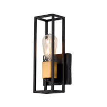 Lit Up Lighting LIT3184BK-GD - 11" 1x60 W indoor Wallsconce in Black finish with Gold socket Ring