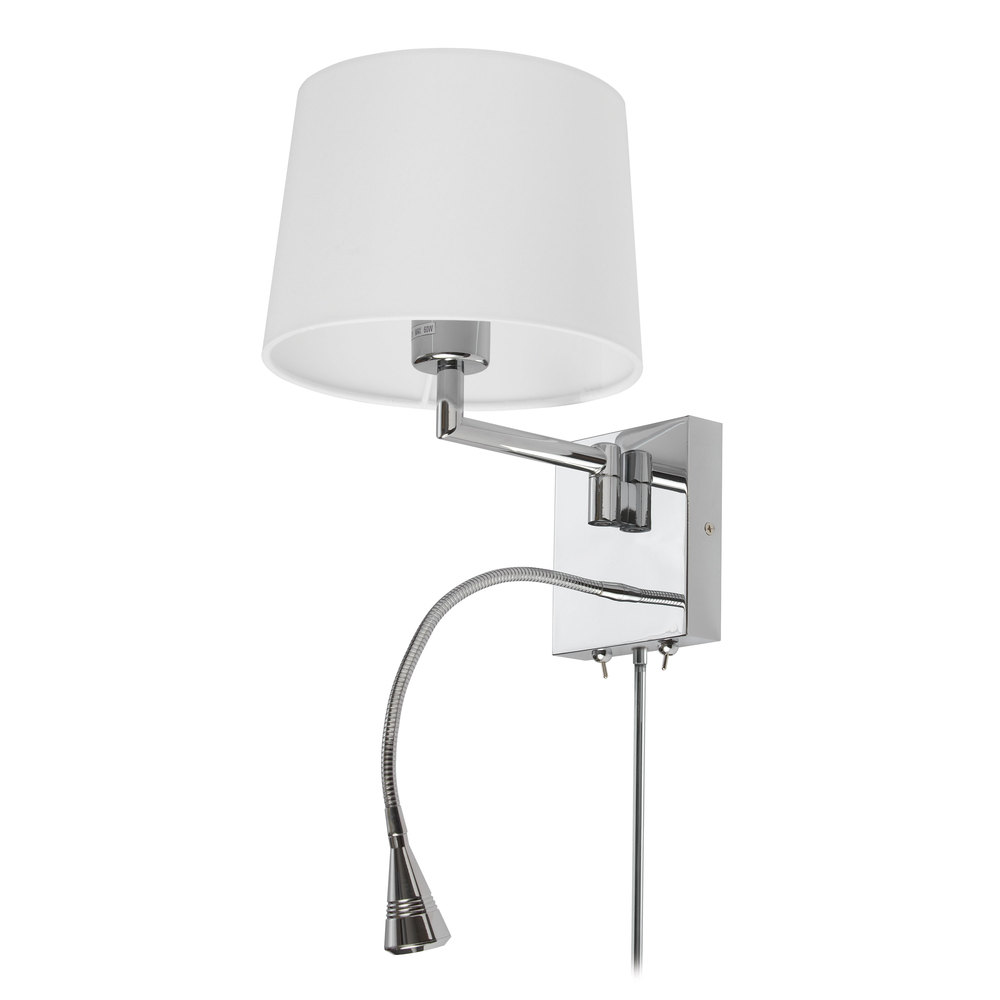 Wall Sconce w/Reading Lamp, PC Finish