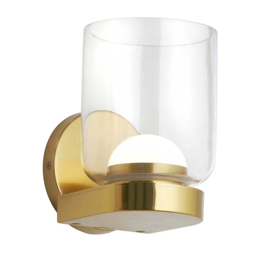 10W Wall Sconce, AGB w/ CLR Glass