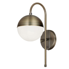 Dainolite DAY-71W-AB - 1 Light Halogen Sconce, Antique Brass with White Glass, Hardwire and Plug-In