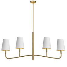  ELN-534HC-AGB-692 - 4 Light Incandescent Horizontal Chandelier Aged Brass with White Shades