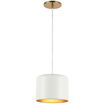  EMI-81P-AGB-MW - 1LT Incand Pendant,  AGB w/ MW&GLD Shade