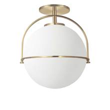 Dainolite PAO-121SF-AGB - 1 Light Incandescent Semi-Flush Aged Brass with White Opal Glass