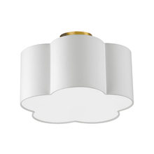  PLX-152FH-AGB-WH - 3 Light Incandescent Flush Mount, Aged Brass w/ White Shade