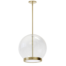  PTS-1215LEDP-AGB - 15W Pendant, Aged Brass with Clear Glass