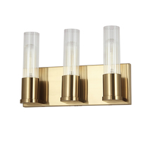  TBE-123W-AGB - 3 Light Incandescent Vanity, Aged Brass w/ Clear Fluted Glass