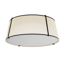  TRA-224FH-BK-CRM - 4 Light Trapezoid Flushmount Black/Cream Shade w/ White Fabric Diffuser