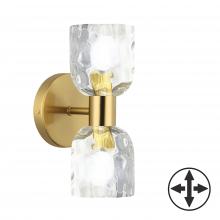  VLA-102W-AGB-CLR - 2LT Wall Sconce, AGB w/ CLR Water Glass