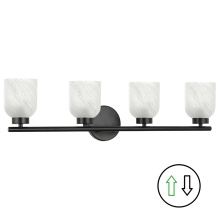Dainolite VND-294W-MB-ALB - 4LT Vanity, Matte Black w/ Faux Alabaster
