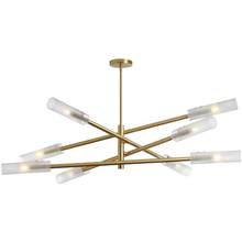  WAN-448C-AGB-FR - 8 Light Incandescent Wand Pendant Aged Brass w/ Frosted Glass