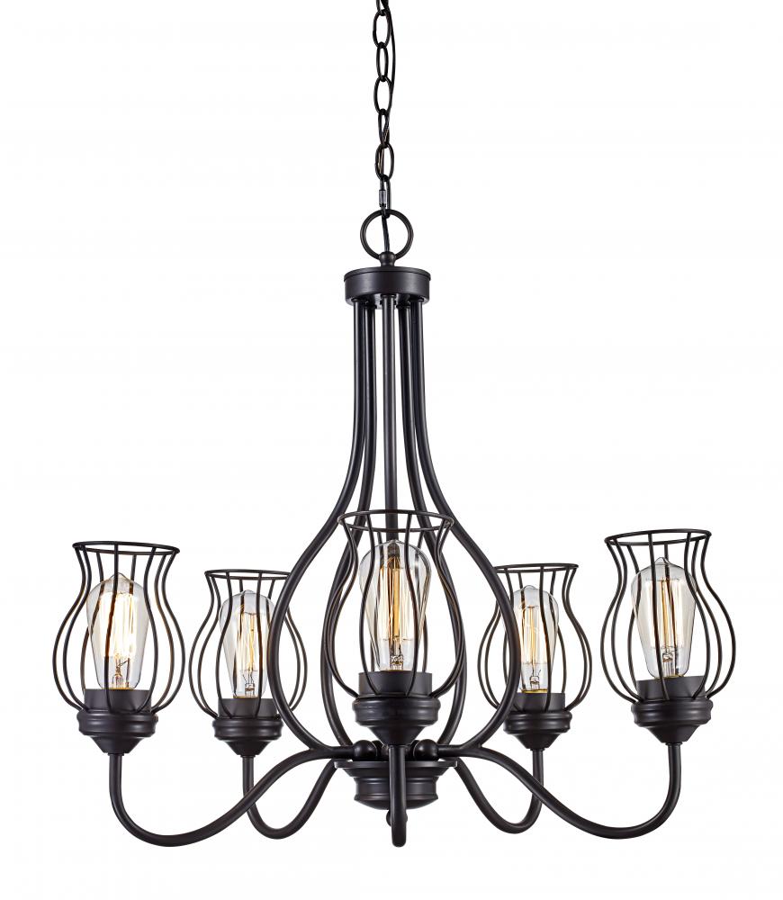 5LT CHANDELIER-TULIP CAGE-ROB