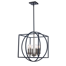  11186 BN-BK - Arzio 6-Light Two-Tone Cage Chandelier