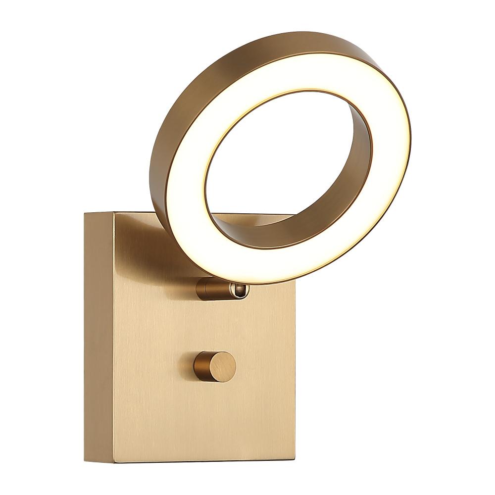 1 LT LED "REALM" AGED GOLD BRASS WALL SCONCE / ACRYLIC SHADE