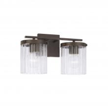  156221OR-555 - 2-Light Vanity in Oil Rubbed Bronze with Clear Beveled Fluted Glass