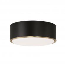  254831RK - 3-Light Semi Flush Mount in Matte Black with Matte Brass Details and Frosted White Diffuser