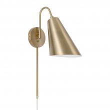  654911MA - 1-Light Modern Swing Arm Sconce in Matte Brass with Painted White Interior