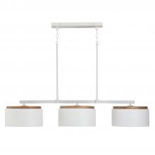 Capital Canada 850931LT - 3-Light Linear Chandelier in White with Mango Wood and Matte White Metal Shades