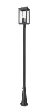 Z-Lite 5019PHBR-5011P-BK - 4 Light Outdoor Post Mounted Fixture