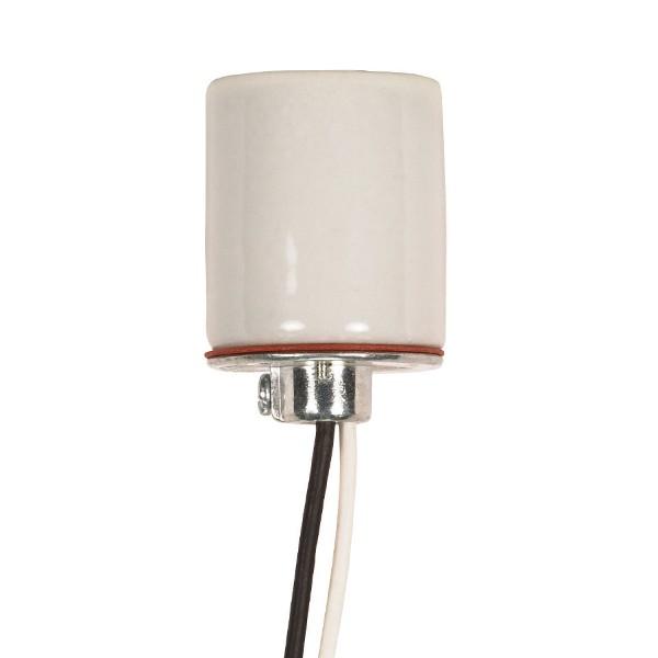 Keyless Porcelain Socket With 1/8 IPS Cap; 36" AWM B/W 150C; CSSNP Screw Shell; Glazed; 660W;