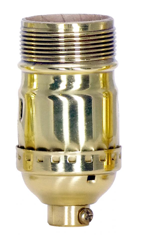 Standard Keyless Socket; 1/8 IPS; 3 Piece Stamped Solid Brass; Polished Brass Finish; 660W; 250V