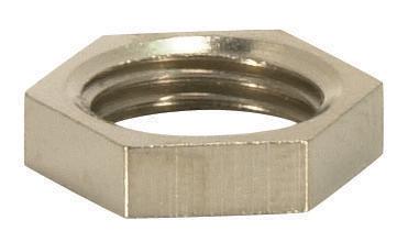 Brass Hexagon Locknut; 1/8 IP; 1/2" Hexagon; 1/8" Thick; Nickel Plated Finish