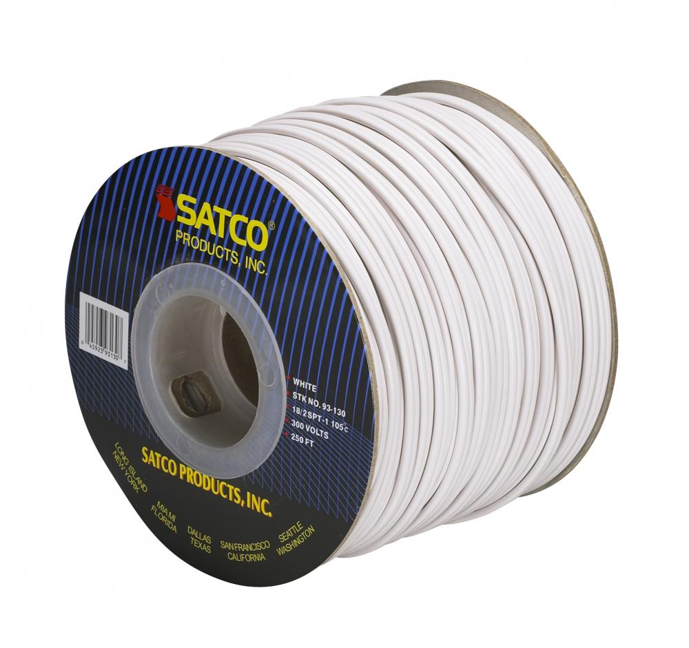 Lamp And Lighting Bulk Wire; 18/2 SPT-1 105C; 250 Foot/Spool; White