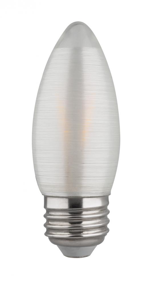 2 Watt C11 LED; Satin Spun; Clear; Medium base; 2700K; 120 Lumens; 120 Volt; Carded