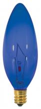  S3218 - 25 Watt BA9 1/2 Incandescent; Transparent Blue; 1500 Average rated hours; Candelabra base; 120 Volt