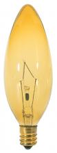  S3813 - 25 Watt BA9 1/2 Incandescent; Transparent Amber; 1500 Average rated hours; Candelabra base; 120 Volt