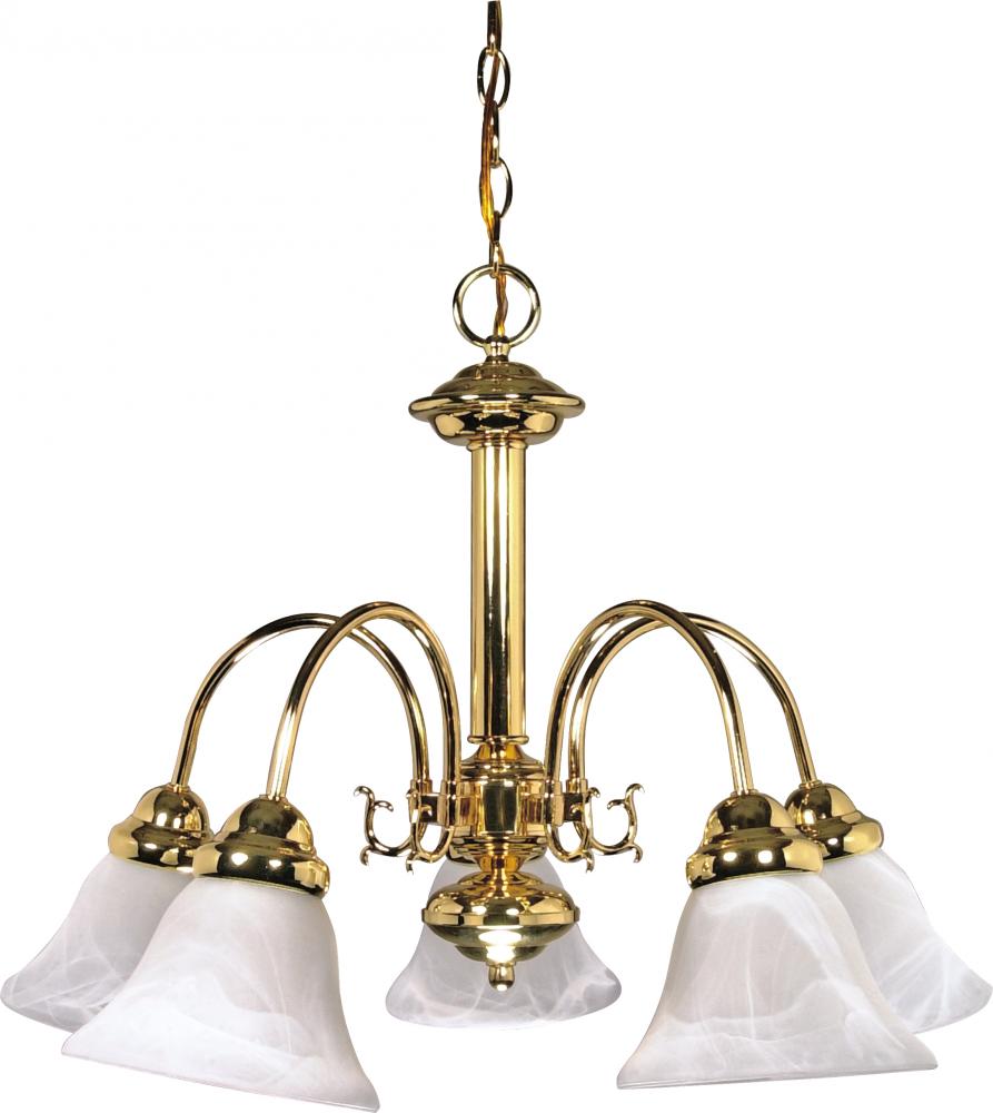 Ballerina - 5 Light Chandelier with Alabaster Glass - Polished Brass Finish