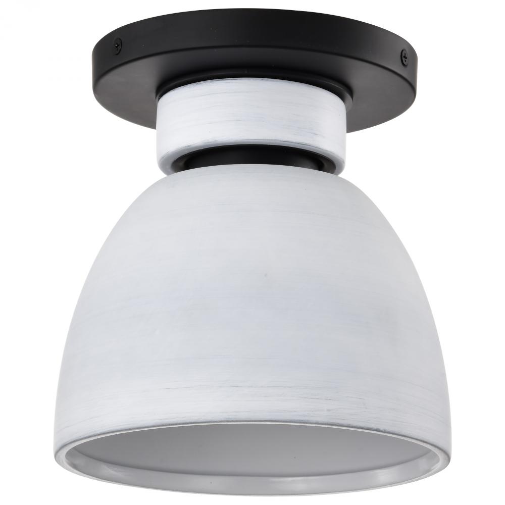 Collins; 8 Inch Flush Mount; Ceramic with Silver Accents