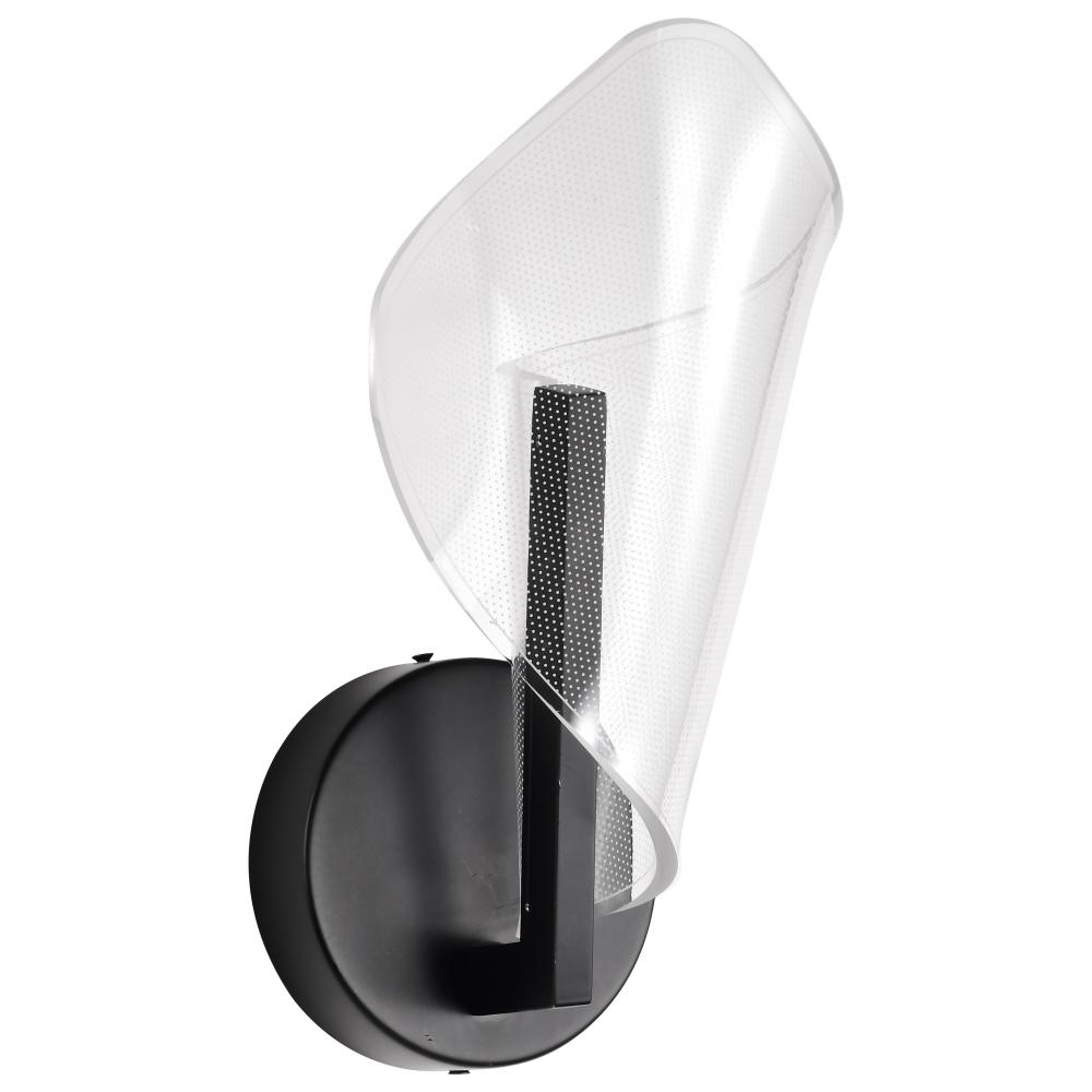 Sedona; 13 Inch LED Sconce; Matte Black; Etched Acrylic Lens