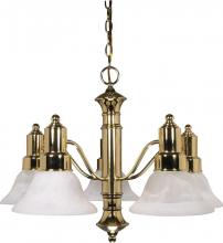  60/193 - 5-Light Polished Brass Chandelier with Alabaster Glass Bell Shades