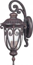  60/2062 - 3-Light Large Outdoor Wall Lantern (Arm Down) in Burlwood Finish and Clear Seeded Glass