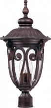  60/2070 - 3-Light Large Outdoor Post Lantern in Burlwood Finish and Clear Seeded Glass