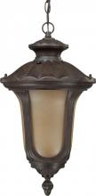  60/3908 - 1-Light Outdoor Hanging Lantern with Photocell in Fruitwood Finish with Sienna Glass and (1) 18W