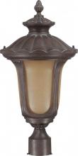  60/3909 - 1-Light Medium Outdoor Post Lantern with Photocell in Fruitwood Finish with Sienna Glass and (1) 18W