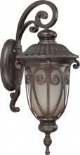  60/3924 - 1-Light Medium Outdoor Wall Lantern (Arm Down) with Photocell in Burlwood Finish with Frosted Wheat