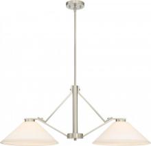  60/6248 - Nome - 2 Light Island Pendant with Satin White Glass - Brushed Nickel Finish