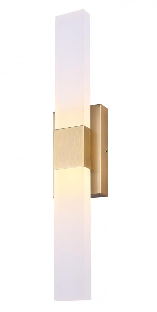 FARROW 4.75 in. 2 Light Gold Vanity with White Acrylic Shade