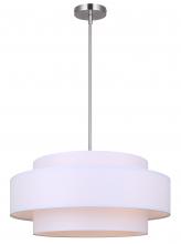  ICH1148A03BN22 - LANDRA, 3 Lt 22" Wide Rod Chandelier, White Fabric Shade, 60W Type A, 22" W x 18 - 60" H