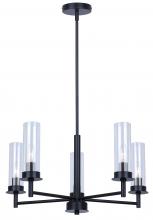  ICH1205A05BK - 5 Lt Rod Chandelier, Clear Glass, 60W Type C, 23inch W x 20.625 - 62.625inch H