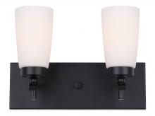  IVL326A02BK - Portia, IVL326A02BK -G-, MBK Color, 2 Lt Vanity, Flat Opal Glass, 60W Type A, 13.75inch W x 9.5inch