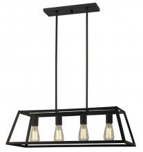  ICH480A04ORB30 - Flynn, 4 Lt Rod Chandelier, Clear Glass, 100W Type A, 30" x (15 1/2" - 57 1/2")