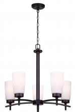  ICH326A05BK - Portia, ICH326A05BK, MBK Color, 5 Lt Chandelier, Flat Opal Glass, 60W Type A, 22" W x 21" H