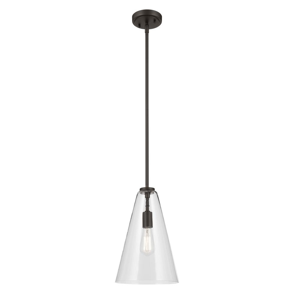 Everly 15.25" 1-Light Cone Pendant with Clear Glass in Olde Bronze