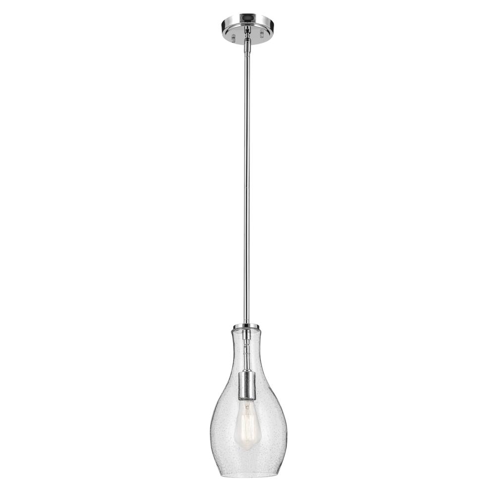 Everly 13.75" 1-Light Bell Pendant with Clear Seeded Glass in Chrome