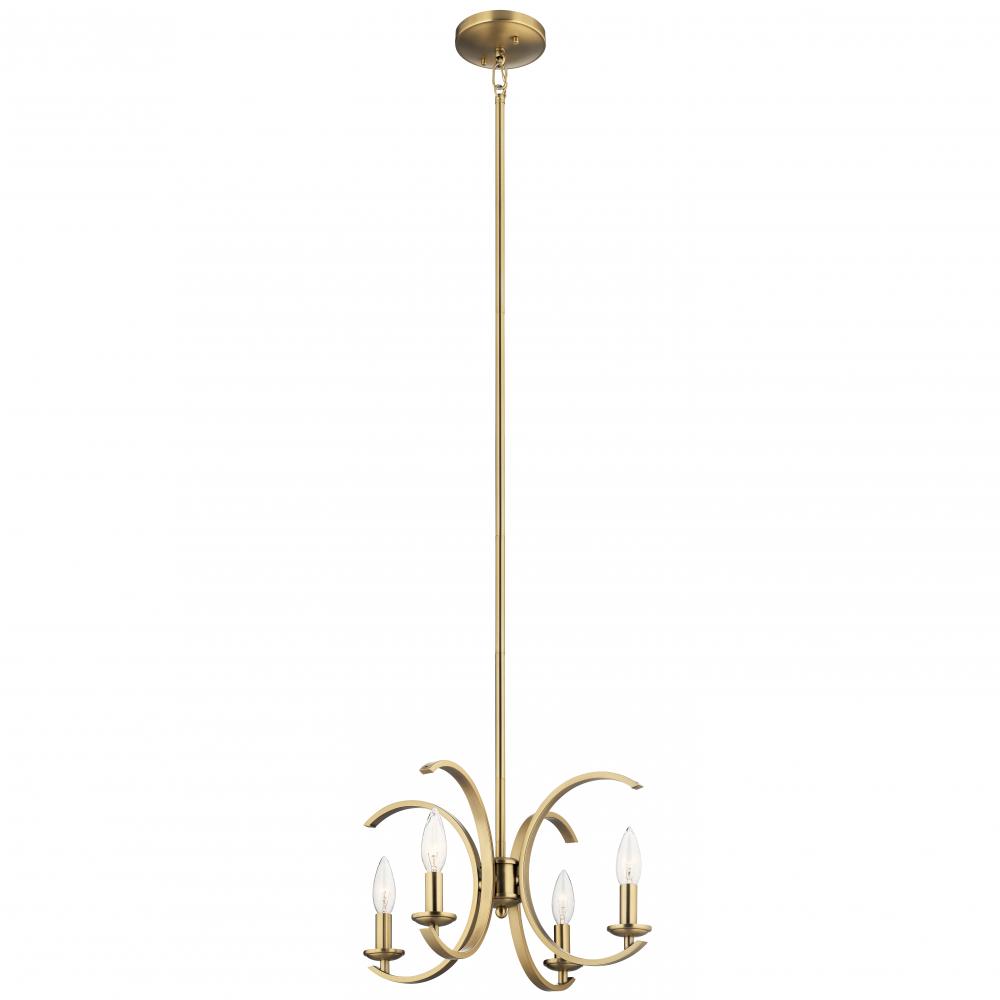 Cassadee 16" 4 Light Convertible Pendant/Semi Flush Brushed in Natural Brass