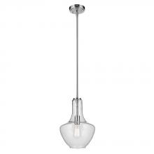 Kichler 42141CHCS - Everly 15.25" 1-Light Bell Pendant with Clear Seeded Glass in Chrome